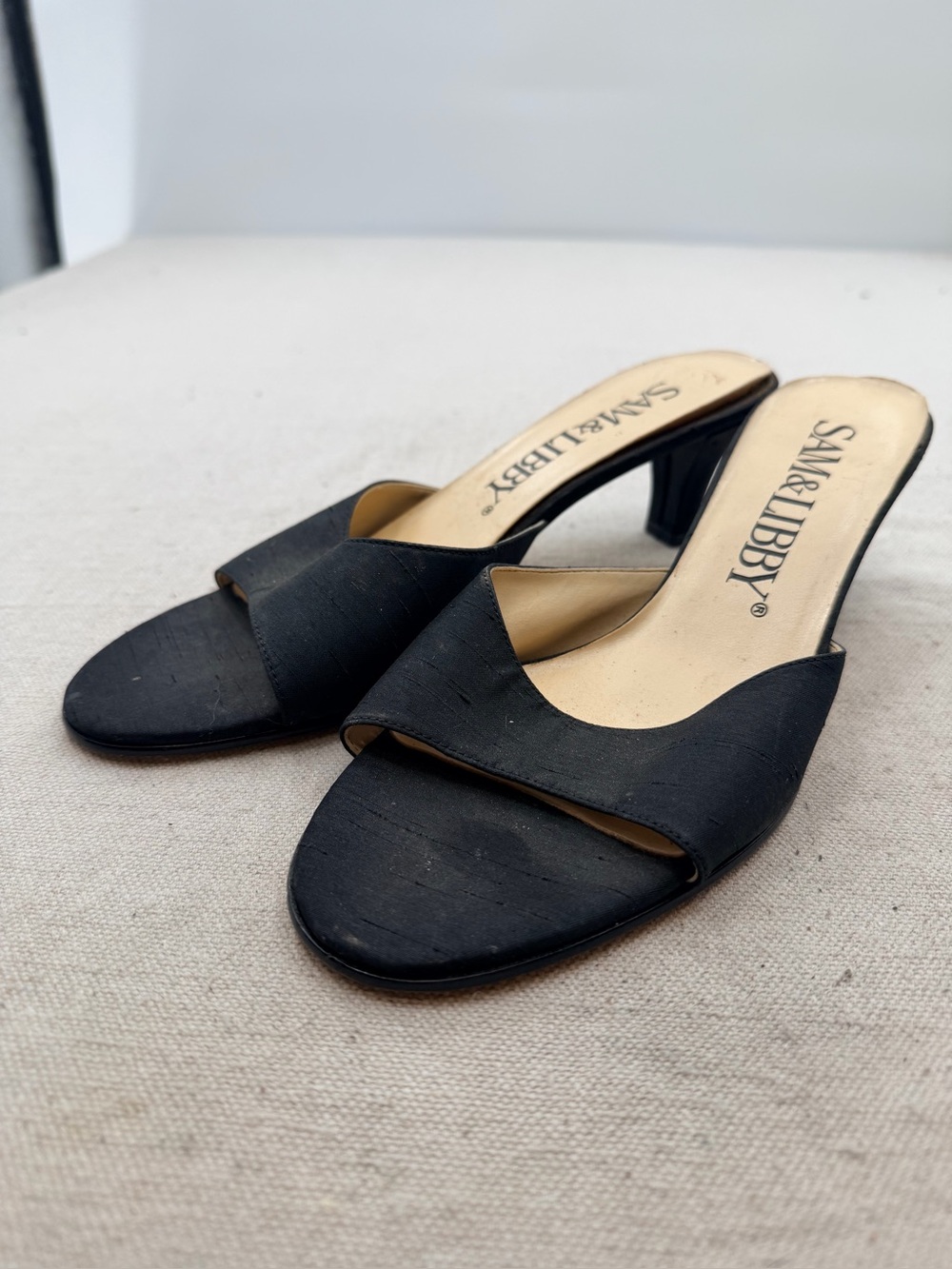 Sam & Libby Black Open-Toe Slide Mules